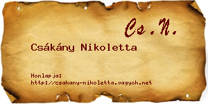 Csákány Nikoletta névjegykártya